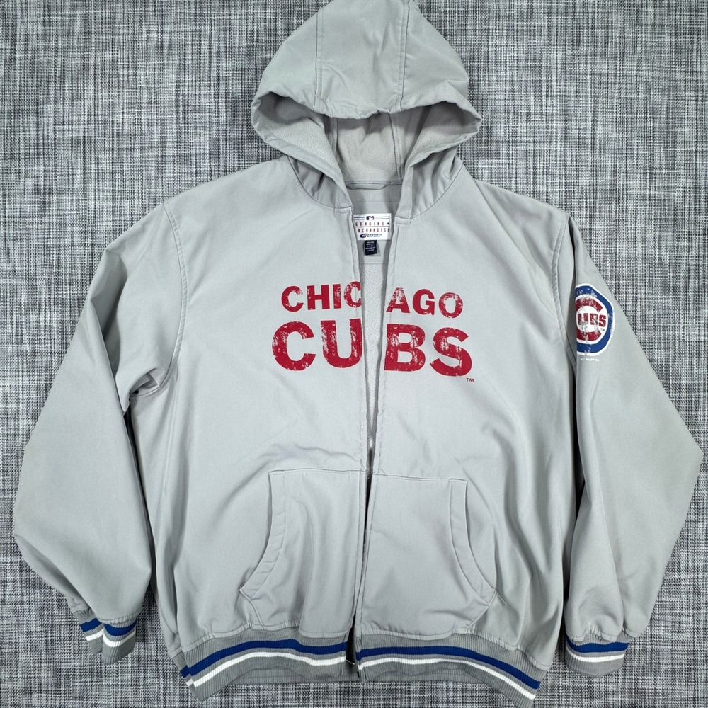 G-III Sports Chicago Cubs Mens XL Hooded Softshell Jacket Full Zip Gray MLB